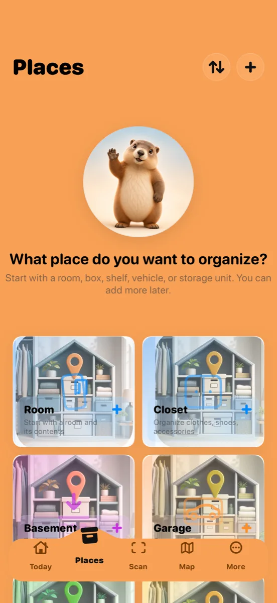 Places — every box, shelf, and room, labeled.