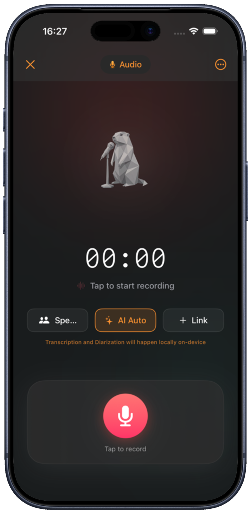 Marmot Vox recording screen