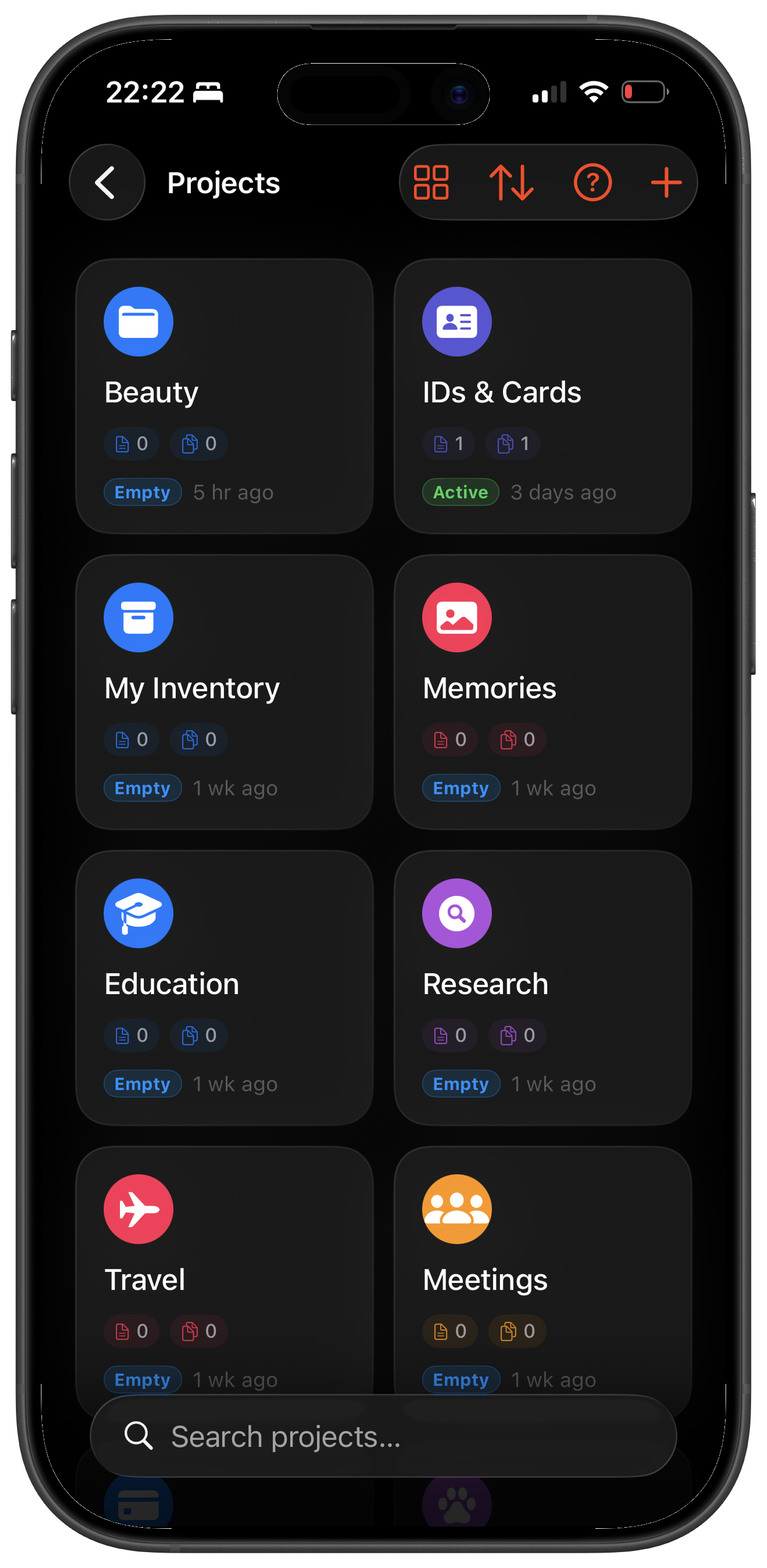 Marmot Vault — Auto-organized Projects grid