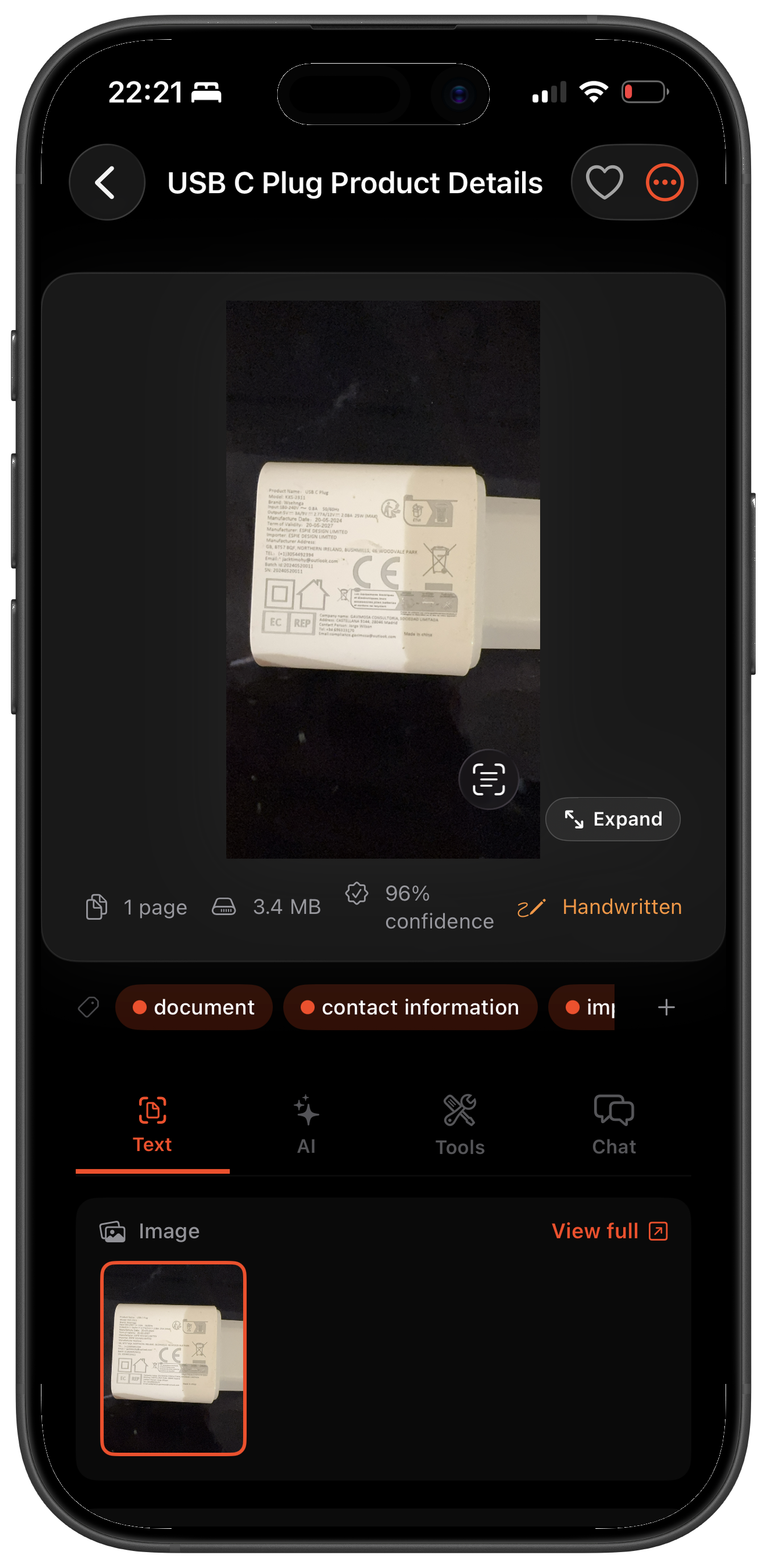 Marmot Vault — Scan capture with OCR tags and image preview